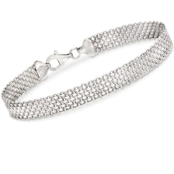 New 925 Solid Sterling Silver Bismark Mesh Chain Bracelet - Picture 1 of 7
